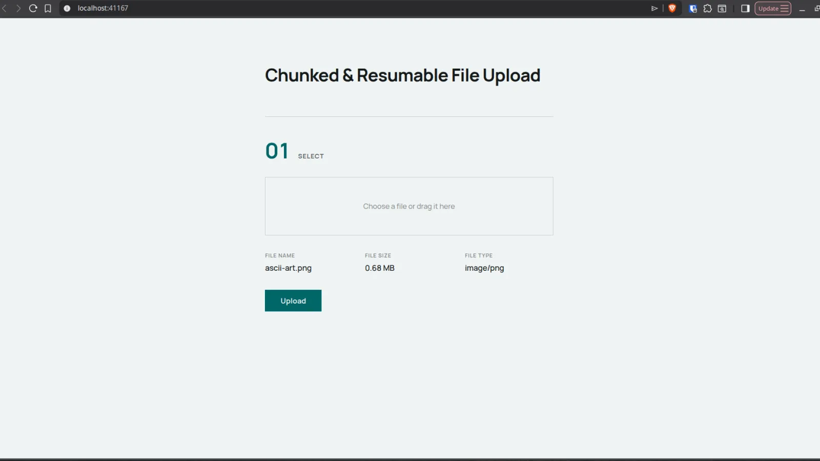 Chunked & Resumable File Upload screenshot